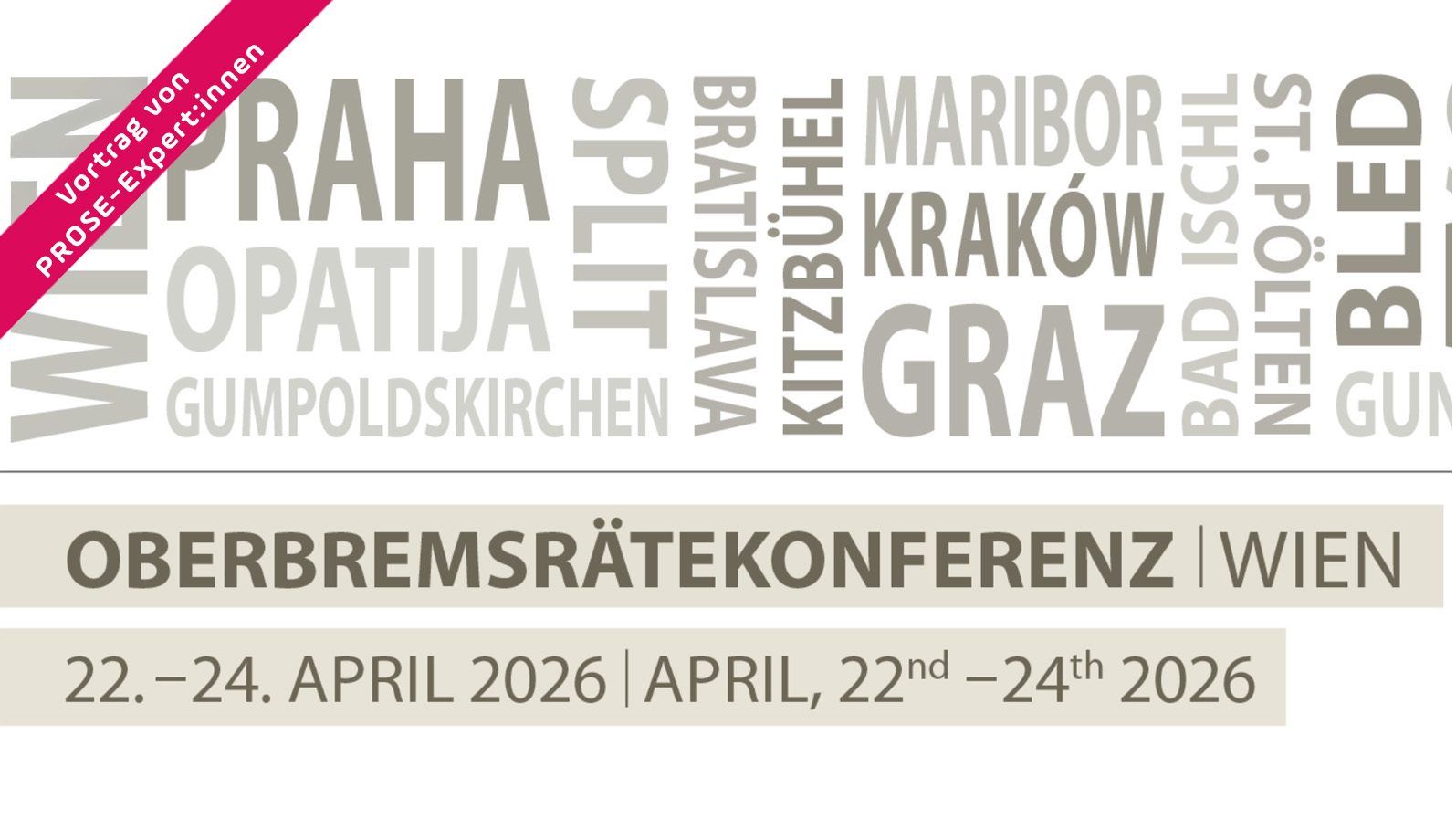 Grafik mit europäischen Städten und Ankündigung der Oberbremsrätekonferenz in Wien vom 22. bis 24. April 2026